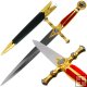 Gold and Red Masonic Dagger w/ Scabbard 21.125 inches