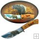 Spectacular Grizzly Bear Themed Knife 10 in and Wall Display