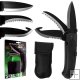 Durable Stainless Steel Tri-Blade Knife w/ Carrying Bag