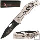 Engraved Dragon Handle Folding Pocket Knife 7.5 inches