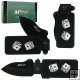 Stainless Steel Lighter Shaped Knife with 2 Dice 6.25 Inch