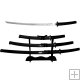 Black Stealth Ninja Samurai Sword Set with Stand