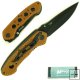 Leather Handle Folding Pocket Knife - 8 inches long