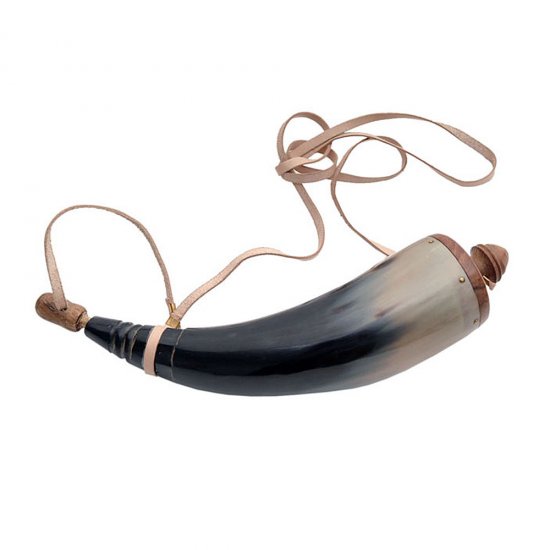 Early American Frontier Style Black Powder Horn - 10 inches - Click Image to Close