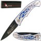 Engraved Eagle Handle Folding Pocket Knife Over 7.5 inches