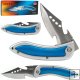 7.75 Inch Open Blue Intruder Style Folder w/ Belt Clip