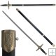 German Sword with Spiral Handle & Leather Scabbard - 32 inch