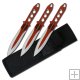 3 pc Red Throwing Knife Set