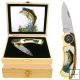 Stainless Steel Large Mouth Bass Knife 7 inch w/ Oak Case